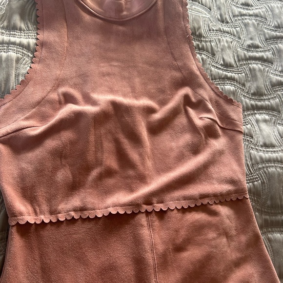 NWT Soprano Dress Women Medium Party Faux Suede Stretchy High Neck Pink - Picture 7 of 11